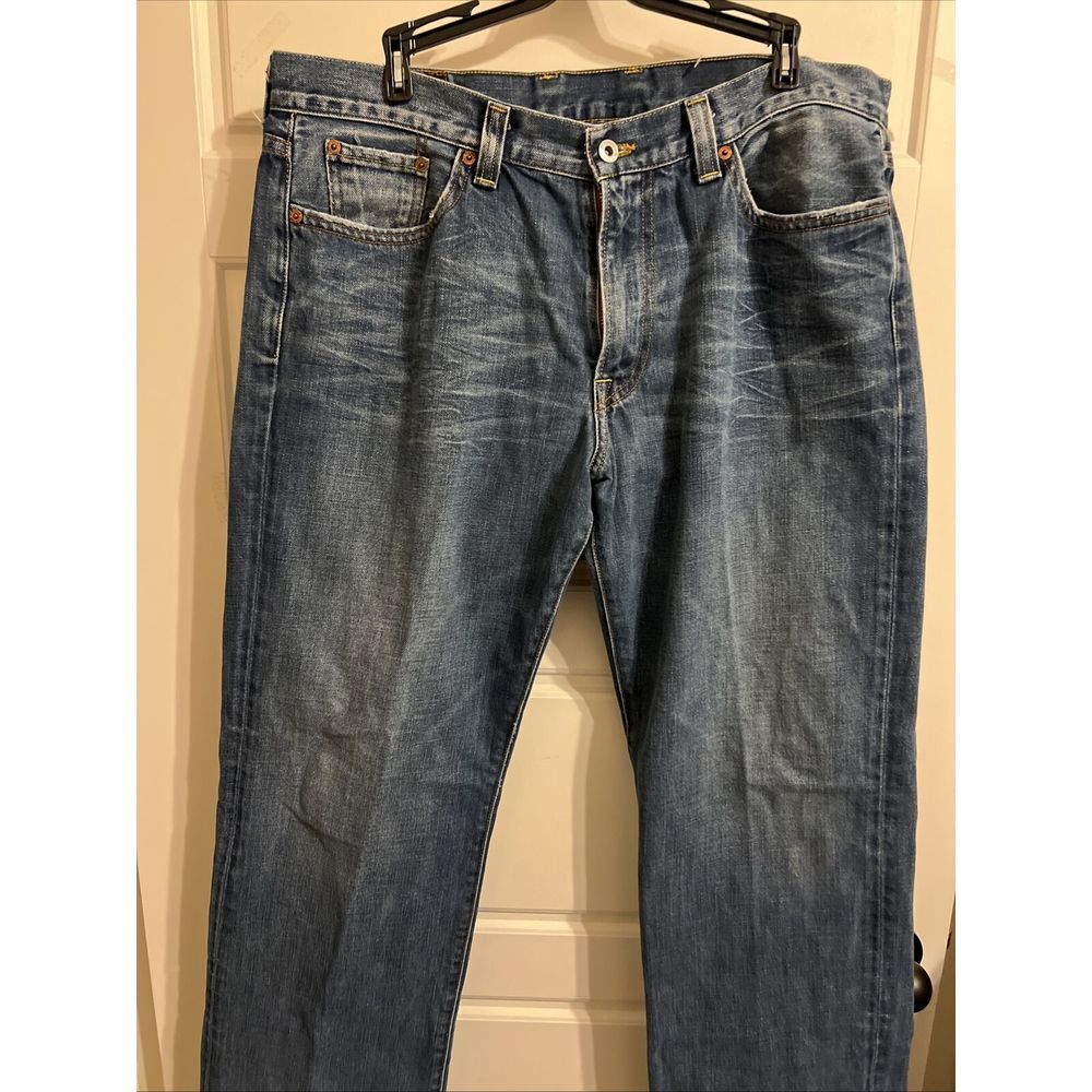 Lucky Brand Men Jeans 36/31 Blue Relaxed Straight‎ Leg Gene Montisano Dungarees - Picture 2 of 11